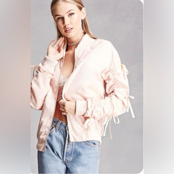 Ellison Jackets & Blazers - ELLISON pink bomber jacket with bows